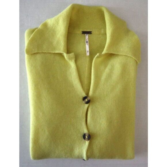 Free People OB1409802 Women's Sz XS Yellow Paloma Cashmere Cardigan Sweater - Picture 5 of 6